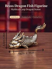 復古黃銅龍魚小雕像 金屬龍頭魚雕像 復古神話生物桌面裝飾品 收藏級東方風格工藝禮品 - 多色 - 查看 5