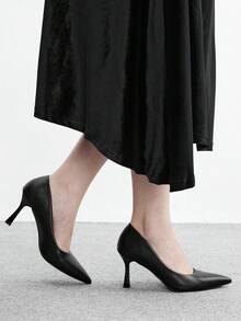 CUCCOO BIZCHIC Women's Fashion Elegant Commuter Simple Pointed Women's Leather Shoes Fall Shoes - Classic Black - View 3