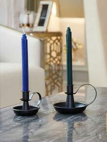 2pcs Vintage Metal Candlestick Set 2 Different Styles With Decorative Handles For Table Centerpiece Dining Room Mantel Wedding Christmas Halloween Farmhouse Home Decor Candle Not Included - 2pcs - View 8