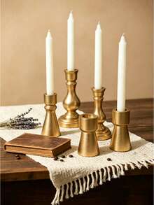 1pc Gold European Style Candle Holder Decorative Stand For Bedroom Living Room Wedding Party Home Table Centerpiece Holiday Housewarming Gift Idea - multicolor - View 6