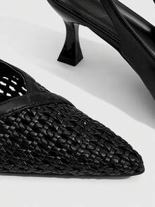 CUCCOO SZL Women's Fashion Pointed-Toed Woven Shoes Are Suitable For Dinner Parties, Dating, Commuting Temperament, Socialite High-Heeled Shoes - Black - View 5
