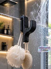 Shower Door Hooks, 2PCS Towel Hooks For Frameless Glass Shower Door Up To 8mm Thick, No Drilling Easy Install Rustproof Metal, Bathroom Hooks For Bathrobes, Towels, Robes And Clothes - Multicolor - View 1