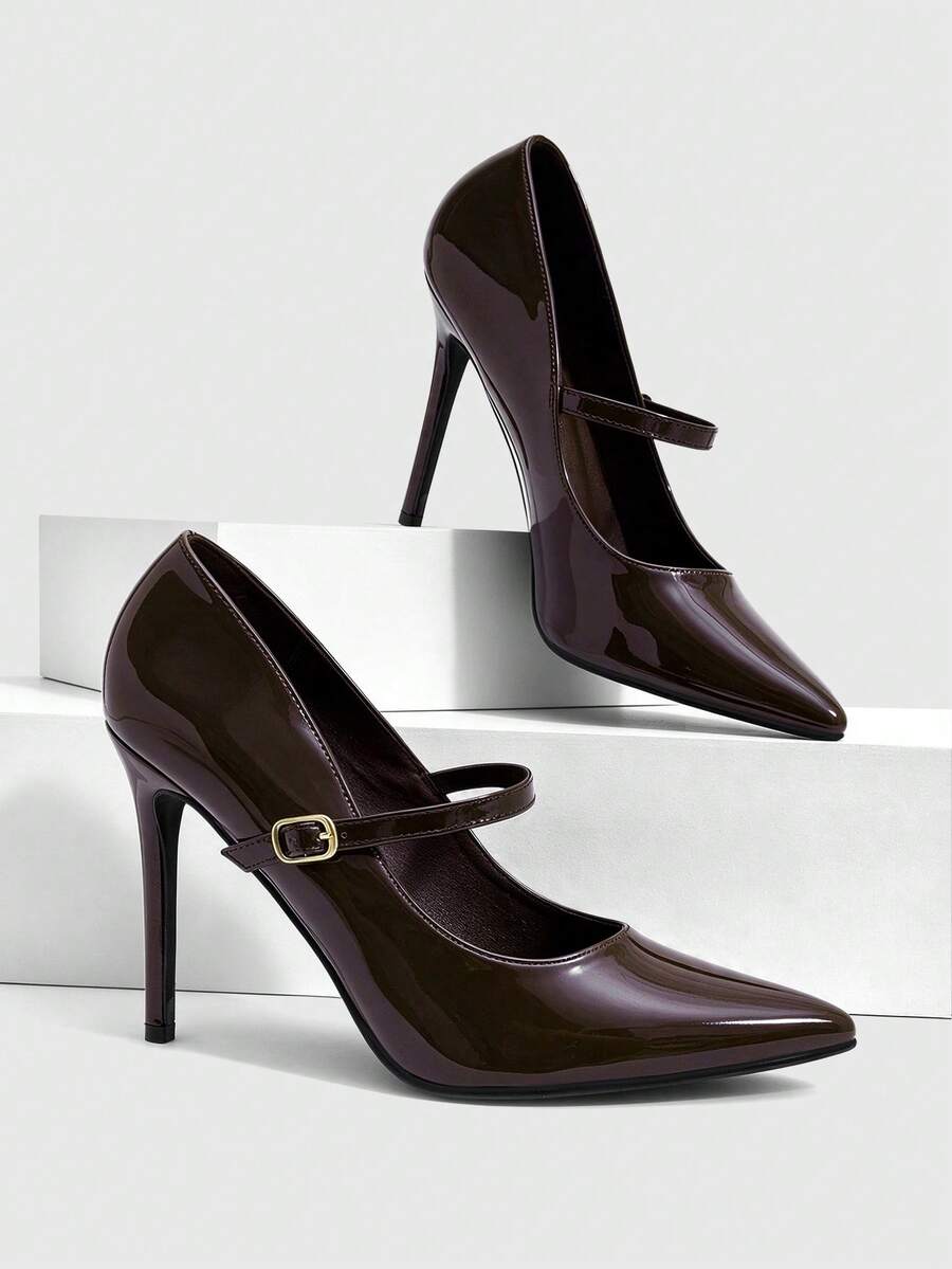 CUCCOO SZL Women's Shoes Pointed Strips Decoration Fashion Wedding Party High Heels Sandals - Coffee Brown - View 1