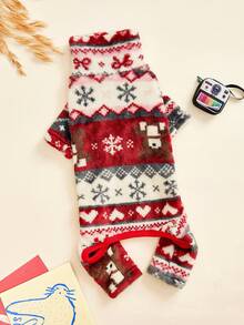 PETSIN Pawparrel 1pc Pet Autumn/Winter Fashion Double Sided Plush Warm And Elastic Comfortable Dog High Collar Jumpsuit - Multicolor - View 3