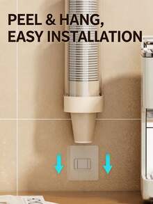 2-In-1 Dual-Purpose Wall-Mounted & Tabletop Disposable Paper Cup Holder; Features A Self-Adhesive Backing For Damage-Free Installation Without Drilling; Space-Saving, Pull-Out Design For Easy Access To Plastic Cups; Ideal For Home Kitchens, - Multicolor - View 2