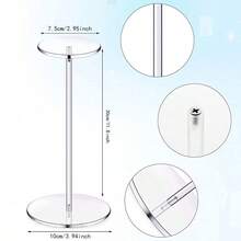 1pc Hat & Wig Display Stand, Round Barbell Base, Watch Organizer, Baseball Cap Display Rack, Jewelry Display Stand - transparent color - View 4