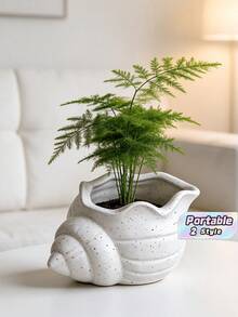 Drainage Hole Breathable Anti Overflow Cute Conch Shaped Flower Pot Indoor Green Plant Container For Office Desktop Home Decor Planting Supplies - conch - View 1