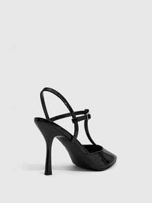 CUCCOO SZL Ladies Pointed Round Vamp Empty Shoes. Painted High Heels. Versatile Commuter Four Seasons Classic Women's Shoes - Black 1 - View 3