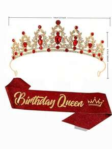 Y2K Red Queen Crown Headband Costume Accessory For Women Girls, Gothic Punk Rhinestone Crown Tiara For Rave Festival Birthday Party, Halloween Cosplay Pageant Jewelry - 1 - View 5