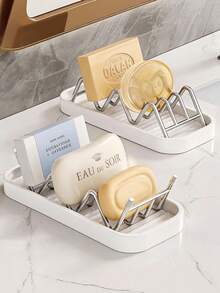 1 Pack Stainless Steel W Shaped Countertop Rustproof Non Slip Soap Sponge Holder Rack For Kitchen Bathroom Silver Durable Space Saving Storage - Multicolor - View 2