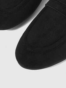 Sleekvia Women's Spring Fall Shoes Black Matte Suede Classic Penny Loafers Round Toe Flat British Style Commute Slip-On - Black 1 - View 8