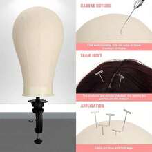 Đầu ma-nơ-canh làm tóc giả 22 inch kèm giá đỡ, đầu ma-nơ-canh vải canvas trưng bày làm tóc giả, Halloween - trắng - Xem 6