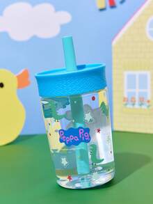 Peppa Pig X SHEIN 450ml / 15oz 防漏旋蓋兒童吸管杯，附吸管，Tritan材質 - 藍色 - 查看 2