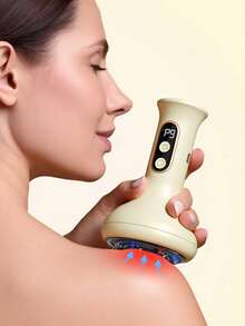 Teckwe Electric Heating Massager, Hot Stones For Massage, Cellulite Massage Tool, Universal Lymphatic Dredging, Kneading, Abdominal And Back Massage Device, For Home SPA - Light yellow - View 2