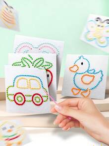POKOJA LAND 21-Piece Beginner Sewing Kit – A Multi-Style Set Including Plastic Needles, Thread, And DIY Sewing Boards; Ideal For Children's Sewing And Felt Craft Projects, Helping To Develop Fine Motor Skills. - Multicolor - View 1