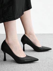 CUCCOO BIZCHIC Women's Fashion Elegant Commuter Simple Pointed Women's Leather Shoes Fall Shoes - Classic Black - View 5