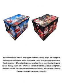 Christmas Cloud Storage Box, Santa Claus & Reindeer Printing, Design With Handles, Large Folding Storage Basket For Holidays, Dustproof Rectangular Organizer, Suitable For Christmas Decorations, Gift Wrapping, Clothing, Toys, Closet, Bedroom, And - Multicolor - View 8