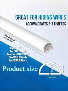 1/2/3/4/5/6M Length 15Mm Wide PVC Cable Management Raceway, Invisible Decorative Cord Cover, Anti-Step Protector Sleeve With End Caps, Self Adhesive Flexible Cable Duct. - various - View 6