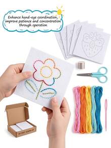 POKOJA LAND 21-Piece Beginner Sewing Kit – A Multi-Style Set Including Plastic Needles, Thread, And DIY Sewing Boards; Ideal For Children's Sewing And Felt Craft Projects, Helping To Develop Fine Motor Skills. - Multicolor - View 9