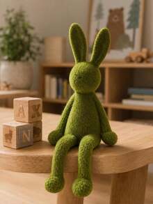 Zazumi 1pc Resin Rabbit Ornament With Dangling Legs Adorable Animal Figurine For Garden Balcony Home Decor Cottage Core Aesthetic Holiday Season Gift Ideas Must Haves - green - View 6
