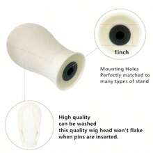 Đầu ma-nơ-canh làm tóc giả 22 inch kèm giá đỡ, đầu ma-nơ-canh vải canvas trưng bày làm tóc giả, Halloween - trắng - Xem 5
