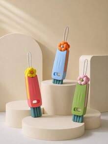 Zazumi 1pc 3 In 1 Petal Design Cup Brush Bristle Multifunctional Gap Cleaning Bottle Rim Scrubber Flexible Dishwashing Tool For Kitchen Home Use Christmas Stocking Fillers Holiday Gift Ideas Must Haves - Multicolor - View 13