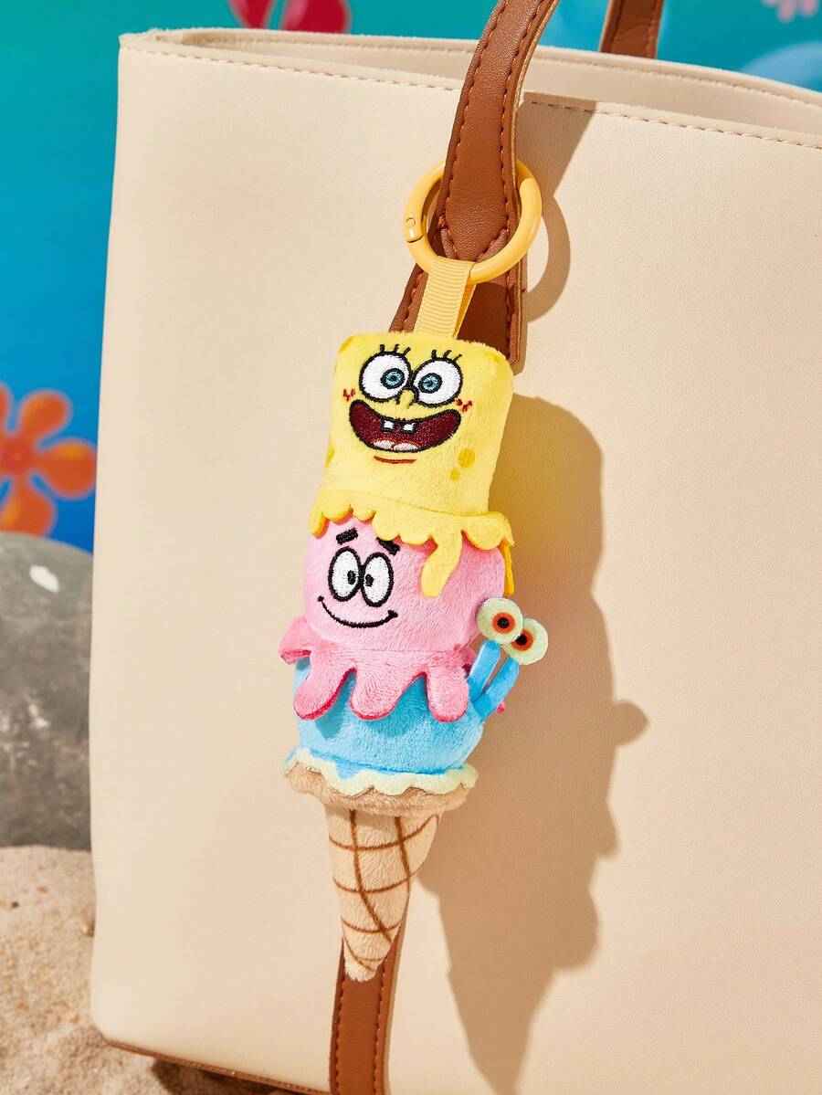 SpongeBob SquarePants | SHEIN 1個卡通冰淇淋吊飾,可愛時尚,可掛在包包與鑰匙上 - 彩色 - 查看 1