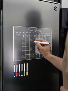 Magnetic Acrylic Weekly Planner Calendar, Erasable Message Writing Board, Wipeable Fridge Magnet For Home Kitchen Note Reminder - 48 - View 6