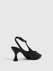 CUCCOO SZL Women's Fashion Pointed-Toed Woven Shoes Are Suitable For Dinner Parties, Dating, Commuting Temperament, Socialite High-Heeled Shoes - Black - View 3
