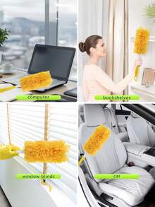 Heavy Duty Duster Refills With 1 ExtensionRetractable Pole + 1 Short Handle, Suitable For RotaryDusting Brushes, Multisurface 360° Larger Size DustersWith 4X Microfibers, Unscented Disposable Dusters ForCleaning Home, Blinds, Fans, Corners - one size fits all - View 10