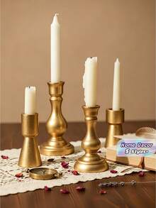1pc Gold European Style Candle Holder Decorative Stand For Bedroom Living Room Wedding Party Home Table Centerpiece Holiday Housewarming Gift Idea - multicolor - View 2