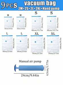 Large Vacuum Storage Bags, Vacuum Seal Bags For Clothing With Hand Pump, 80% Space Saver Bags For Clothes, Pillows, Comforters And Blankets, Home Travel Essentials - Multicolor - View 3