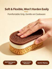 Thickened 3-Layer Dishwashing Sponge, Absorbent Non-Scratch Scrub Pad For Pots Pans Bowls, Double-Sided Kitchen Scouring Pad, Durable Grease Cleaning Sponge, Versatile Household Cleaning Tool, Great Kitchen Gift - Thickened three-layer dishwashing sponge wipe - View 4