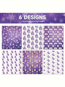 Christmas Wrapping Paper - Purple Snowman & Reindeer Design With Snowflakes, Candy Cane & Holly Patterns, Festive Holiday Style, Perfect For Christmas Decor, Gift Wrapping, Ornaments, Pajamas & More - Multicolor - View 7