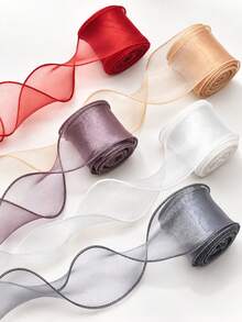 Wave Edge Organza Ribbon Roll, Sheer Shimmer Wavy Chiffon Ribbon, Transparent Organza Ribbon For Gift Wrapping, Flower Bouquet, Wedding Party, DIY Hair Bow & Craft Decoration - multicolor - View 14