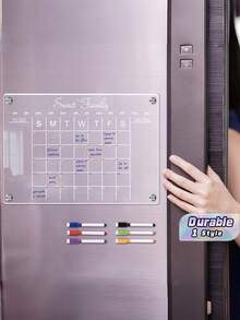 Magnetic Acrylic Weekly Planner Calendar, Erasable Message Writing Board, Wipeable Fridge Magnet For Home Kitchen Note Reminder - 48 - View 1