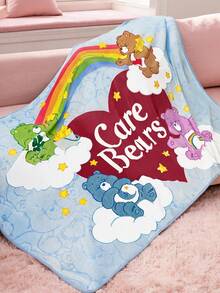 SHEIN X Care Bears 1件可愛印花加厚毯，柔軟保暖，不易掉毛，多種尺寸，適用於沙發、床鋪、午休 - 淺藍色 - 查看 1