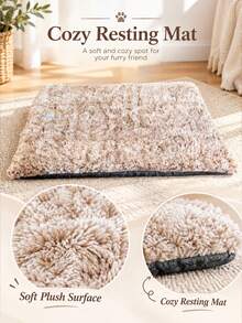 1pc Washable Pet Mat, Non-Slip Heat Retention Warm Pet Cushion, Dog Bed Cat Bed Universal For Dogs & Cats, All Seasons Use For Dog Crate, Sofa, Car & Floor - Khaki - View 6