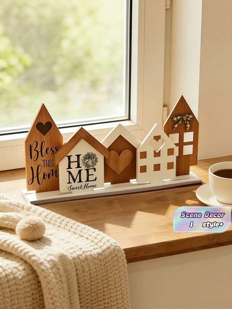 Mini House Figurine Tabletop Ornament Decorative For Home Desktop Office Display Party Scene Decor - multicolor - View 1