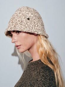 Noxbound Women's Metal Decor Fashion Versatile Knitted Bucket Hat - Beige - View 1
