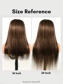 4/30 Ombre Light Brown Highlights Wig V Part Human Hair Full And Beautiful 180% Density Straight Wig Machine Made Wear And Go Black Mixed Brown Colored Wigs For Women 14-28 Inch - S4/30 - View 5