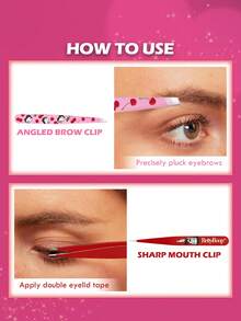 Betty Boop x SHEIN 2 Pcs Multi-Functional High Precision Stainless Steel Eyebrow Tweezer Set, Cute And Practical Makeup Beauty Tools Set Essential For Home Use, Slanted Mouth, Pointed Nose Clip, Includes Eyelash Tweezers And Hair Removal Tweezers,For Facial Hair, Ingrown Hair And Splinter Remover, False Eyelash Grafting Tool,Cherry Pattern Lady Pink Red,Gift Ideas,Party,Holiday,Valentine's Day - Multicolor - View 3