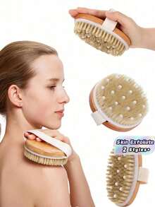 1pc Dry Brushing Body Brush, Helps Lymphatic Detox, Dry Skin, Improve Cellulite, Promote Blood Circulation, Made Of Bristles With Massage Nodules Design, Self-Care - Multicolor - View 1