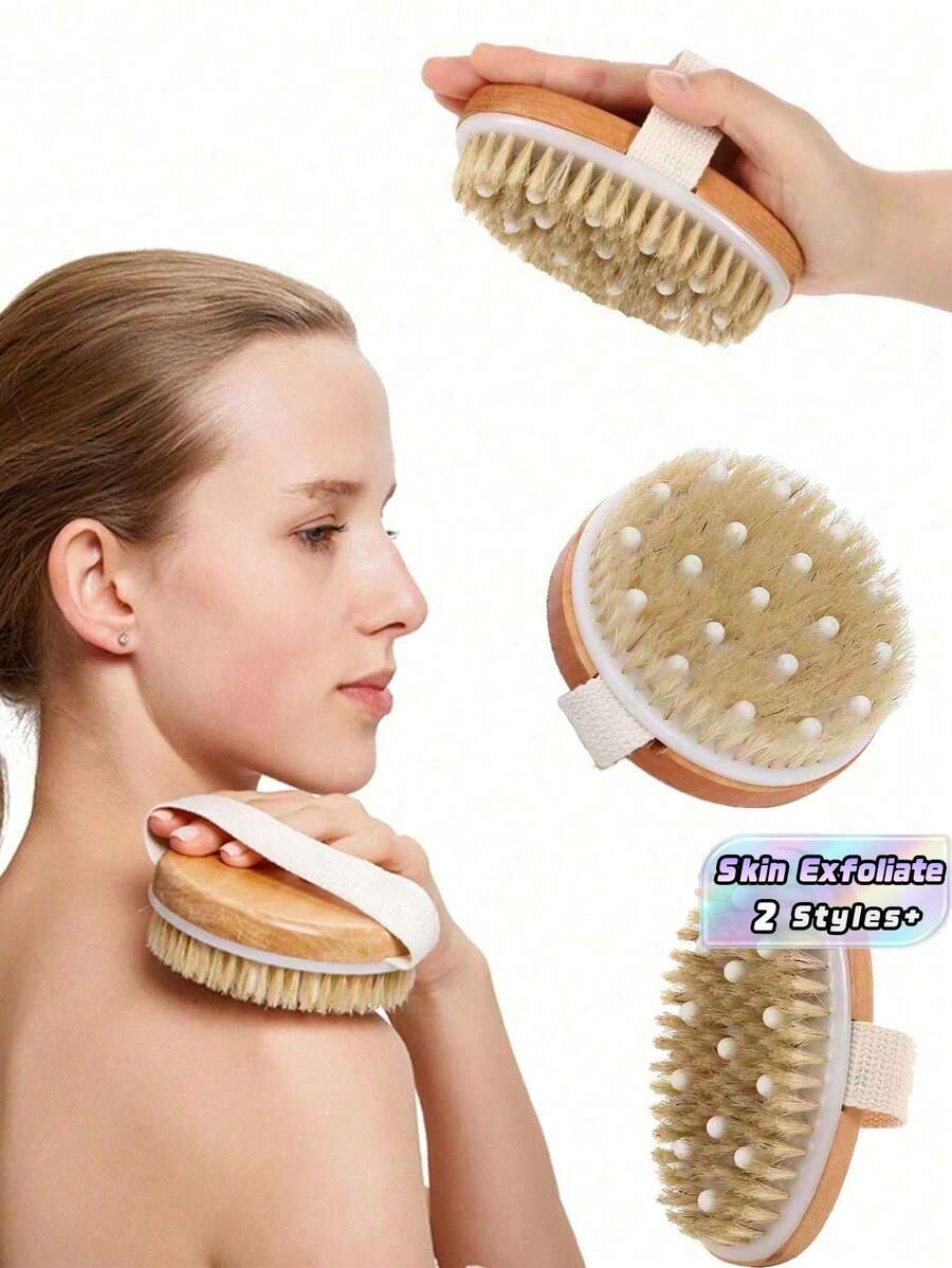 1pc Dry Brushing Body Brush, Helps Lymphatic Detox, Dry Skin, Improve Cellulite, Promote Blood Circulation, Made Of Bristles With Massage Nodules Design, Self-Care - Multicolor - View 1