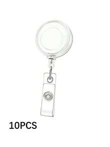 10pcs Retractable Badge Reels With Metal Belt Clip, ID Card Name Tag Keychain Holder, Back To School Office Supplies - A - View 6
