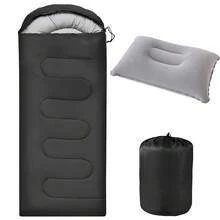 Extra Large & Wide Camping Thickened Sleeping Bag Compressible Hooded Design For Hiking Mountaineering Adult Car Travel - Multicolor - View 2