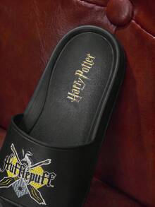 HARRY POTTER X SHEIN نعال مطبوعة باللون الوردي والأبيض، نعال خفيفة الوزن بقاع ناعم، نعال شاطئية متعددة الاستخدامات باردة في الصيف - جيت بلاك - مشاهدة 4