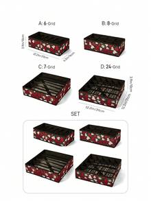 Betty Boop x SHEIN Betty Doll Printed Fabric Drawer Storage Set, Multi Size Closet Storage Box With Divider, Foldable Underwear And Sock Storage, Suitable For Wardrobes And Dresses, Cute Pattern Design - Multicolor - View 6