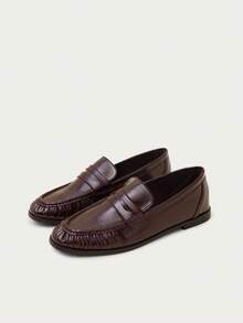 Nöista Retro British Loafers, Versatile And Comfortable Flat Shoes - Coffee Brown - View 1