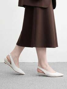 CUCCOO BIZCHIC Women Shoes Spring/Summer New White Patent Leather Pointed Toe Slingback Shoes, Vintage Commuter Style, Daily Commute & Date Elegant Versatile Shoes Fall Shoes - White - View 3